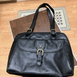 Latico black leather brief case bag.